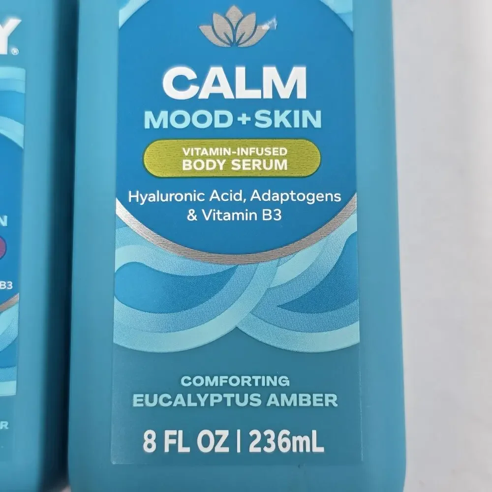 OLLY CALM Mood +Skin Body Wash 3oz With Body Serum 8oz -2 pk Eucalyptus Amber
